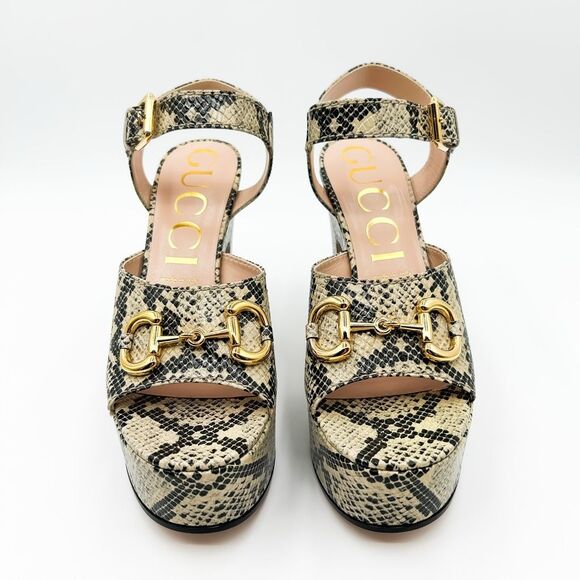 Gucci Baby Horsebit Platform Sandal Python Heels New EU 40 US 10 - Picture 4 of 13